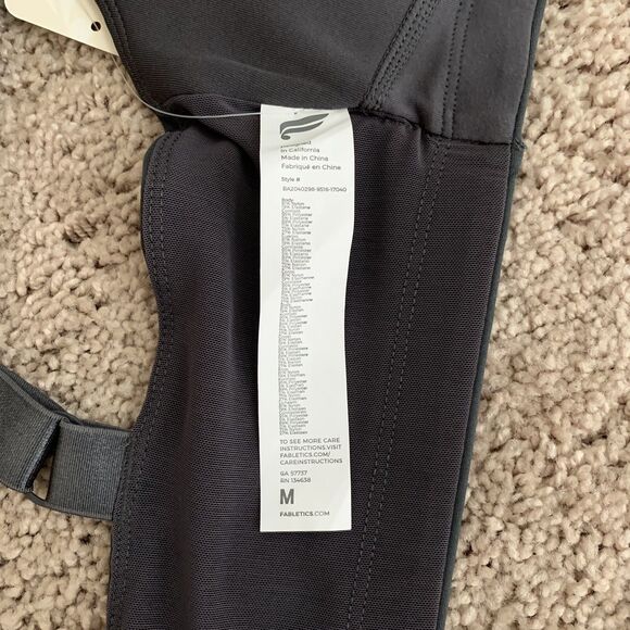 FABLETICS Ines Gray Green Sports Bra Low Impact Front Closure Size Medium NWT - Picture 4 of 9